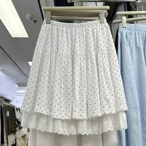 Váy Chấm Bi Chữ A Cổ Điển Cho Nữ, Thắt Lưng Thun Ren, Phù Hợp Mặc Dịu Dàng