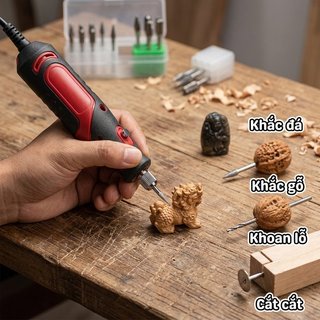 Dụng cụ quay Mini 25 chiếc Máy mài điện Bộ đánh bóng Máy khoan cầm tay Khắc cắt chà nhám