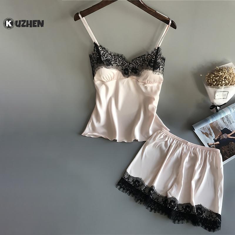 KUZHEN Bộ Đồ Ngủ Gợi Cảm Ren V-Ne, Phù Hợp Hàng Ngày