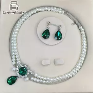 Bộ bông tai nữ vintage ngọc trai giả sang trọng, phù hợp làm trang sức dự tiệc và quà tặng