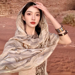 Khăn Choàng Nữ Mùa Hè Mỏng, Phong Cách Dân Tộc từ Lanh Cotton, Thích Hợp Đi Biển và Chống Nắng