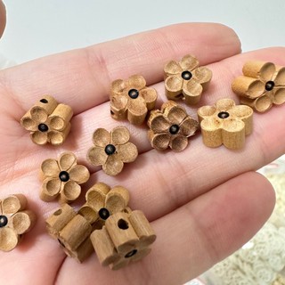 Gỗ Đào Năm Cánh Hoa Đào DIY Hạt Phụ Kiện Trang Sức Điện Thoại Di Động Dây Chuyền Vòng Tay Túi Treo Vòng Cổ Nguyên Bản XFDN