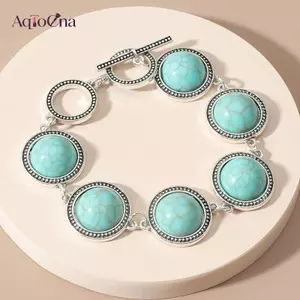 AqToCna Thời Trang Boho Vintage Tròn Vòng Tay Ngọc Trai Lắc Tay Cho Nữ Xanh Đỏ Hạt Vintage Bohemian Có Thể Điều Chỉnh Vòng Tay Trang Sức AqToCna