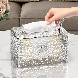 Hộp Đựng Giấy Ăn Acrylic Trong Suốt Vân Kim Cương ECO, Hộp Đựng Khăn Giấy Để Bàn Decor Chống Bụi