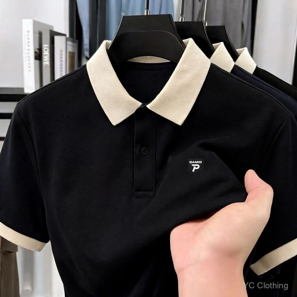 2026 Cao Cấp Nam Plus Size POLO Xuân Hè Đa Năng Hợp Thời Trang Màu Khóa Mùa Hè Mới Trang Bị Tay Ngắn Đơn Giản 49BV