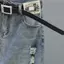 Váy Denim lưng cao hoài cổ cổ cổ điển dành cho nữ Mùa hè Phong cách mới Viền mông rách giữa dài