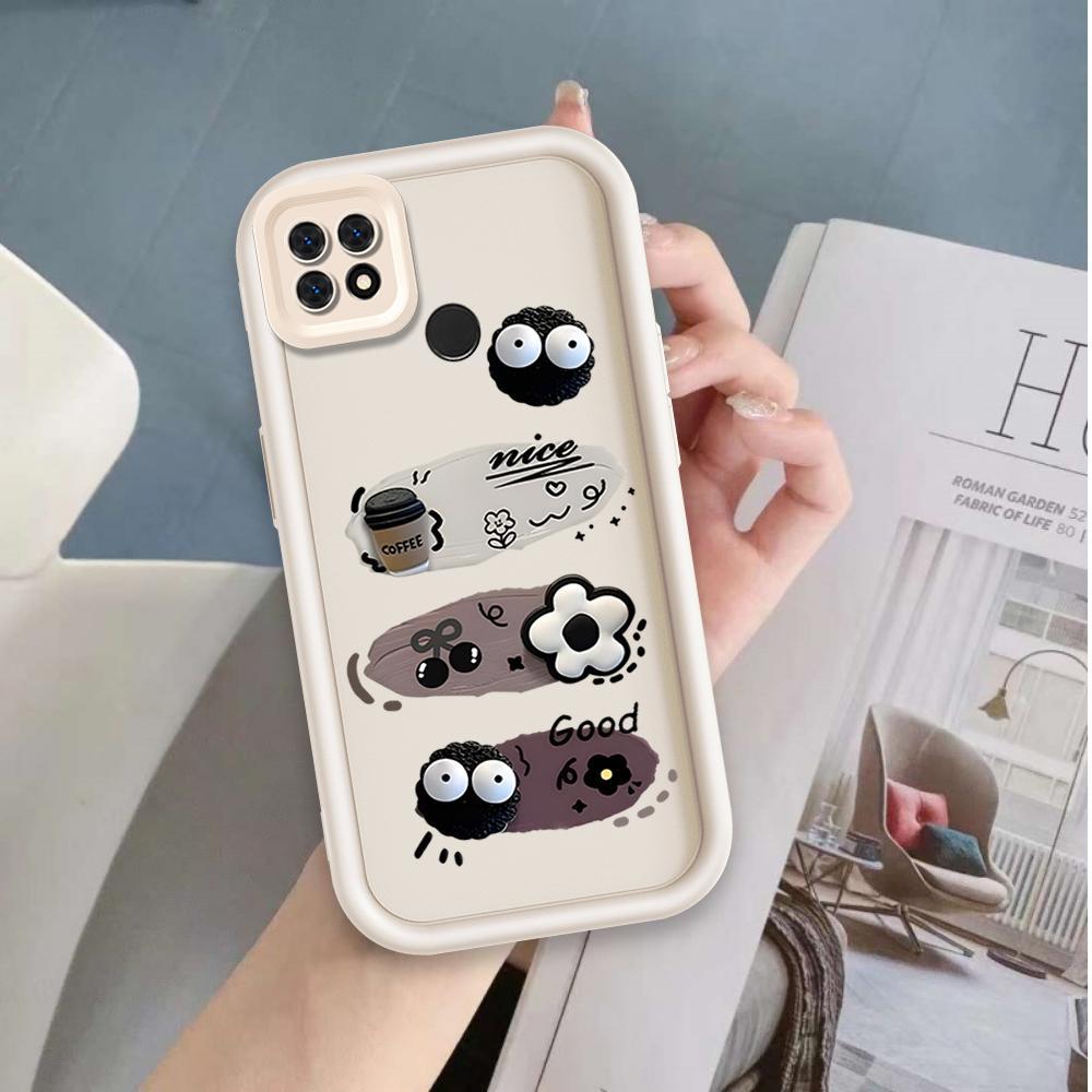 Ốp Lưng Cho OPPO A15 A15S A35 Hoạt Hình Silicon Phụ Kiện Vỏ Điện Thoại Mềm TPU Đen Bóng Than Thiên Thần Mắt Chống Sốc Mặt Sau