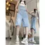 Quần yếm Denim đường phố phong cách Hồng Kông dành cho nữ mùa hè Giặt quần short thêu bướm trắng dáng rộng Quần treo thẳng