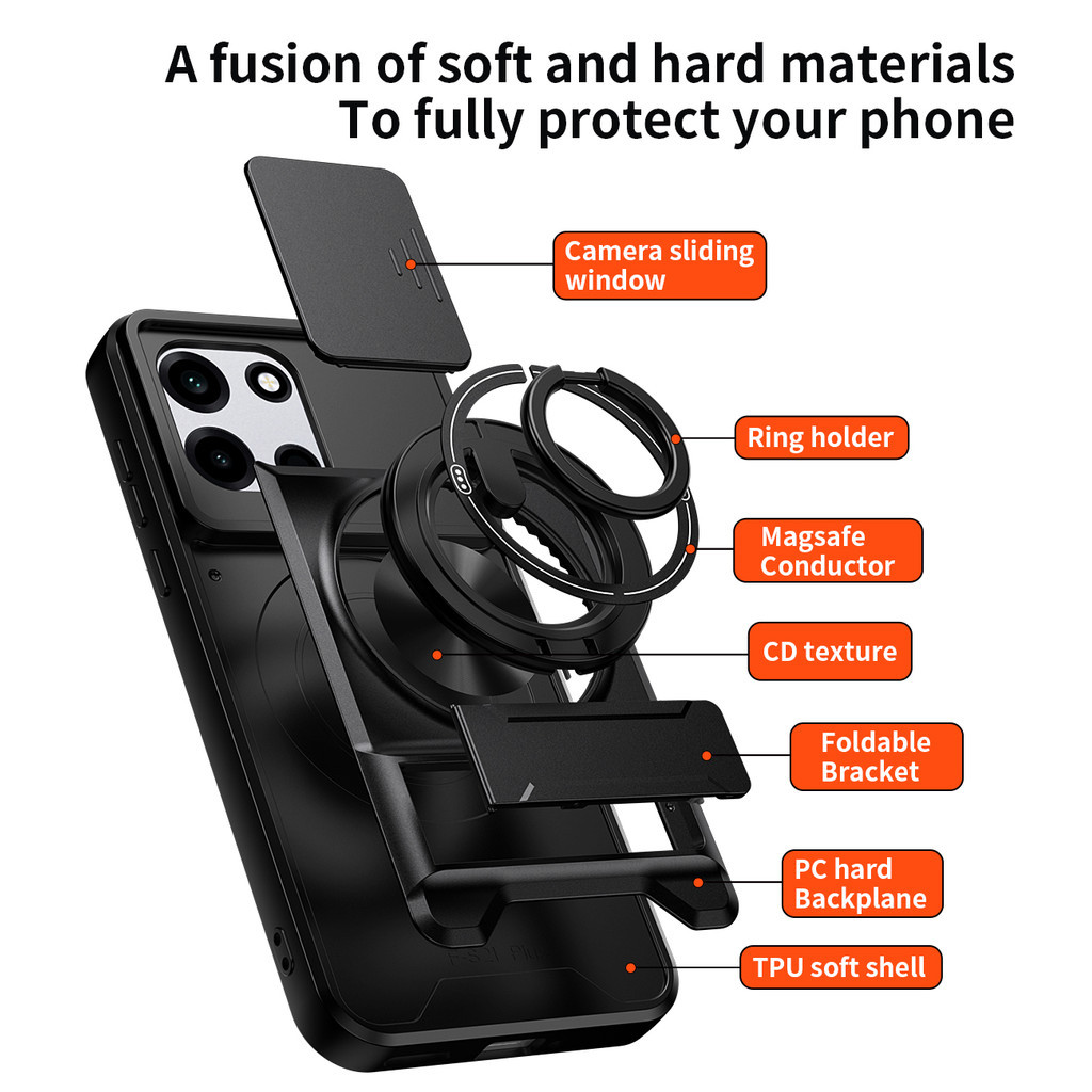 Ốp Điện Thoại Đa Năng Sang Trọng Thích Hợp Cho OnePlus Turbo6 15R Nord6 5G Dây 360°Giá đỡ vòng có vỏ máy ảnh Vỏ bảo vệ toàn diện chống sốc