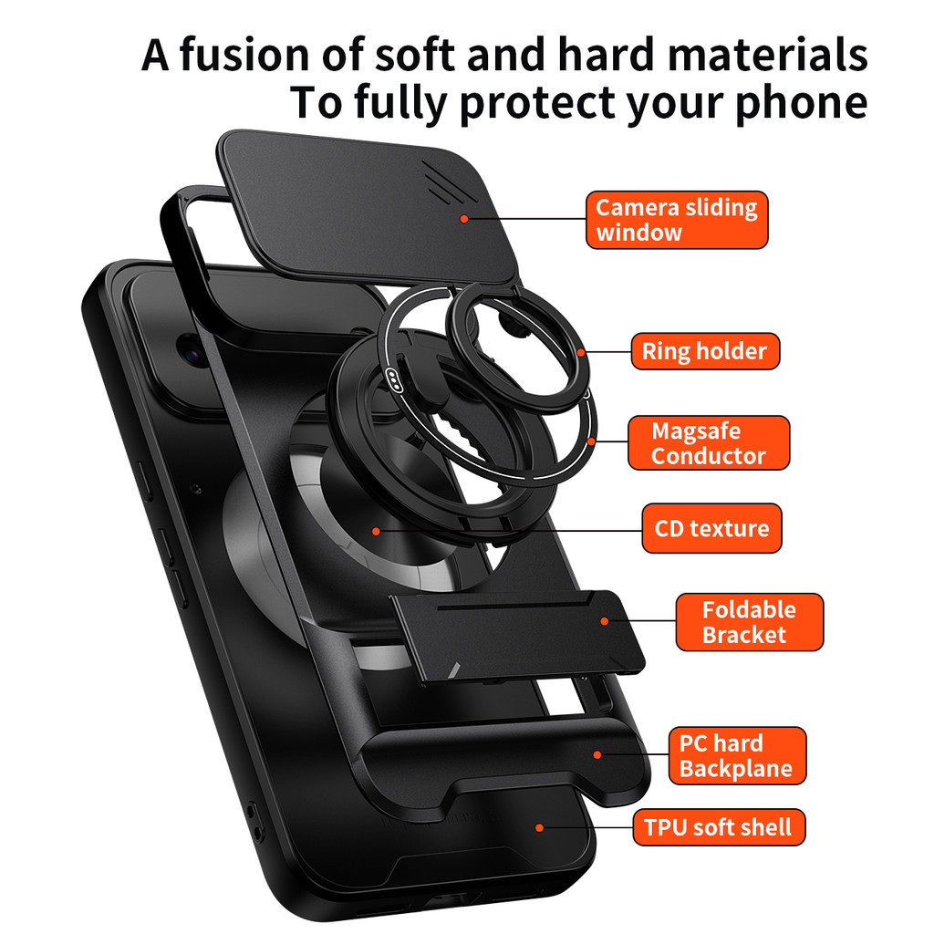 Ốp Điện Thoại Đa Năng Sang Trọng Thích Hợp Cho Google Pixel 10 9 8 7 6 Pro 7A Dây 360°Giá đỡ vòng có vỏ máy ảnh Vỏ bảo vệ toàn diện chống sốc
