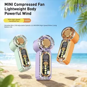 Quạt cầm tay Mini WANYEDI, có quạt USB làm mát không khí nhẹ, màn hình LED di động 100 tốc độ có thể điều chỉnh Quạt Turbo có thể sạc lại mùa hè
