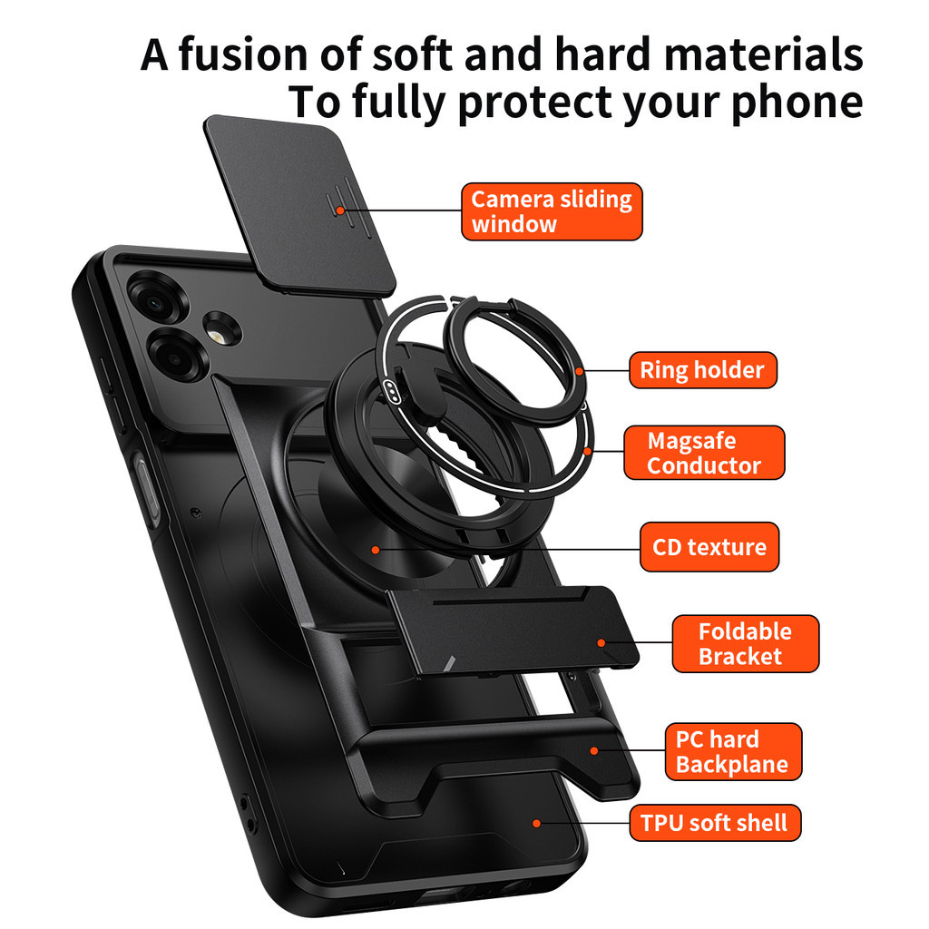 Ốp Điện Thoại Đa Năng Sang Trọng Thích Hợp Cho Samsung Galaxy A07 A06 4G A35 A36 A37 Dây 360°Giá đỡ vòng có vỏ máy ảnh Vỏ bảo vệ toàn diện chống sốc