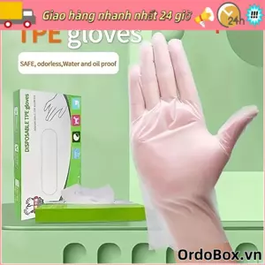 ORDOBOX 100 Chiếc Găng Tay Vệ Sinh, Găng Tay Dùng Một Lần TPE An Toàn Làm Việc Axit, Găng Tay Cao Su Chống Trơn Trượt Trong Suốt Cấp Thực Phẩm