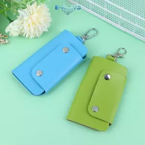 E-WOITD 1Pc Di Động Da PU Chủ Nhà Giữ Chìa Khóa Ô Tô Túi Đựng Ví Unisex Đơn Giản Màu Trơn Túi Bảo Quản E-WOITD