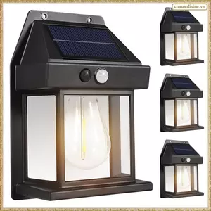 Đèn tường năng lượng mặt trời ngoài trời, Đèn chống nước, Đèn sân vườn cảm biến cơ thể con người, Đèn ngủ chiếu sáng