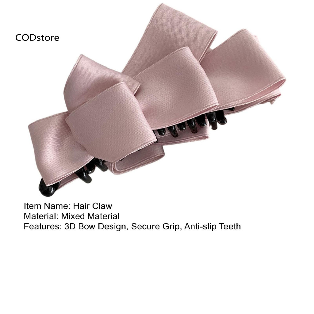 KDCOD * Kẹp Móng Vuốt Tóc Satin Hàn Quốc Kẹp Tóc Nữ Chống Trơn Trượt Móng Vuốt Tóc Chắc Chắn Với Thiết Kế Nơ 3d Kết Cấu Satin Đuôi Ngựa Giá Đỡ Đa Năng Cho An Toàn Cho Đông Nam