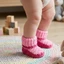 Bé Sơ Sinh Bé Gái Dệt Kim Booties Màu Sắc Tương Phản Đế Mềm Dây Buộc Mùa Đông Giày Ấm Áp