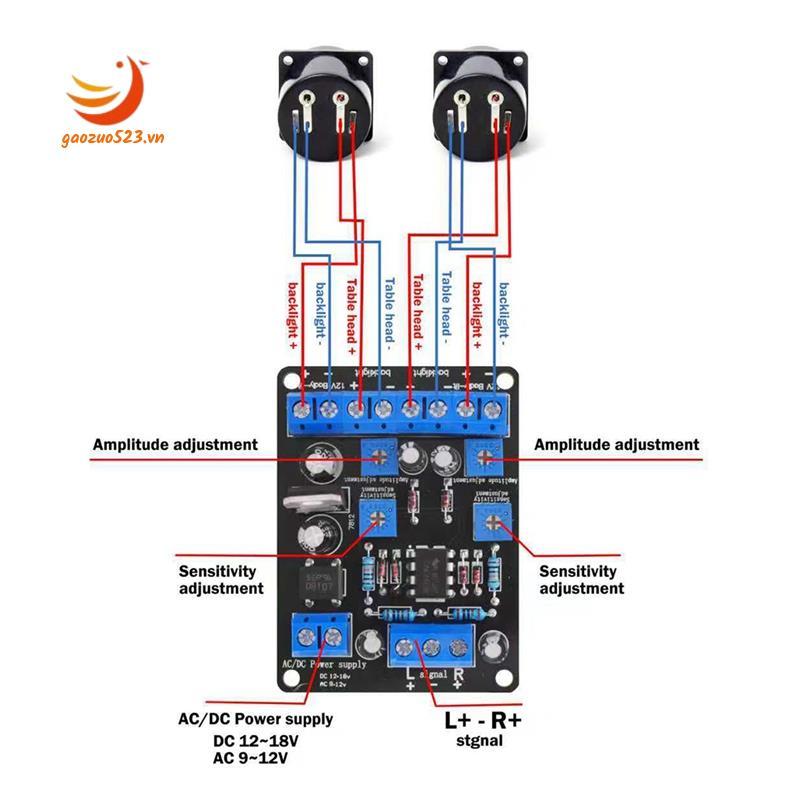 [gaozuo523.vn] Bảng đo âm thanh mức VU DC12-18V Bảng mô-đun bảng điều khiển đồng hồ đo mức âm thanh