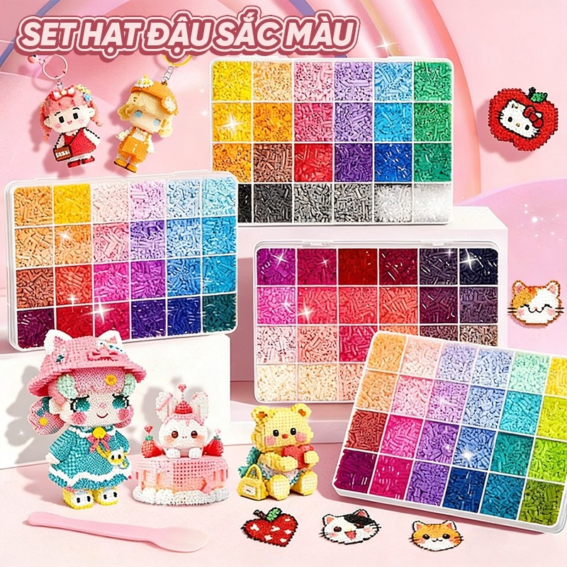 Bộ Hạt Xếp Hình Handmade Perler – Đồ Chơi DIY 3D Sáng Tạo Kèm Phụ Kiện Đầy Đủ, Tặng Quà Sinh Nhật