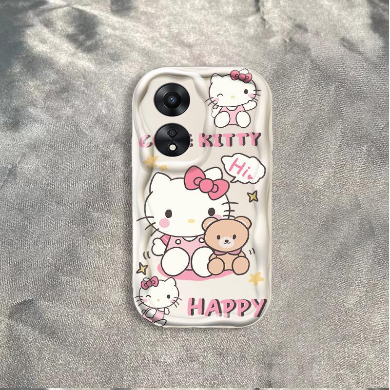 Thích hợp cho OPPO A18 A38 A58 A60 A17 A17K 4G 3D Điện thoại thông minh TPU mềm Kitty Rilakkuma Vỏ điện thoại chống sốc