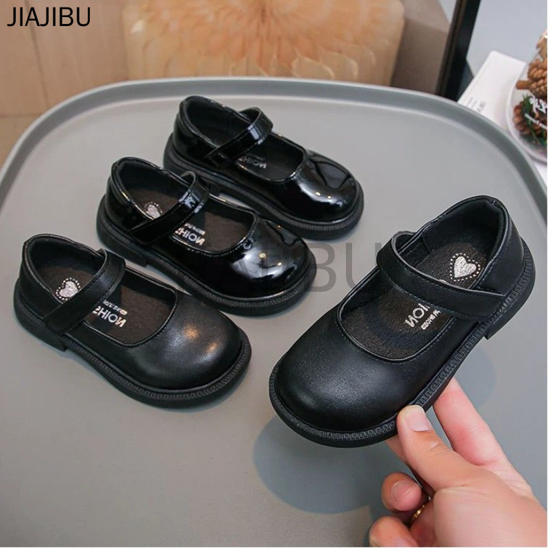 Giày Trẻ Em Thời Trang Chất Lượng Cao Giày Học Sinh Nữ Kiểu Nhật Cổ Điển, Gót Chunky Màu Đen, Phong Cách Thường Ngày. Giày Da Màu Trơn Mờ Kiểu Công Chúa Pháp Dễ Thương Korean Glossy Platform Mary Jane Shoes Giày Bệt Mũi Tròn Chống Trơn Trượt Kiểu Anh