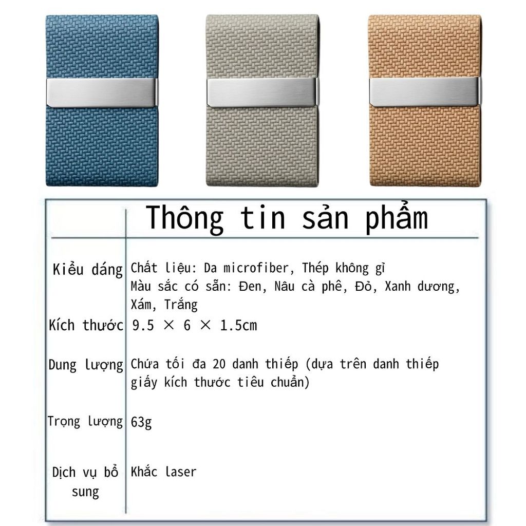Hộp đựng danh thiếp cá nhân, Hộp đựng thẻ da, Hộp đựng thẻ tùy chỉnh có văn bản & Logo, Hộp đựng thẻ có khắc tên