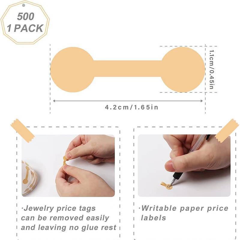 GKY 500 Chiếc Trang Sức Nhãn Tự Dính Giá Dumbell Thẻ Nelace Vòng Nhãn Giấy Phụ Kiện Trang Sức DIY Hiển Thị Dụng Cụ GKY