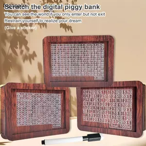 Hộp tiết kiệm tiền bằng gỗ bigapple có bộ đếm mục tiêu - Ngân hàng heo đất thủ công có thể tái sử dụng & Khay đựng tiền xu RDG