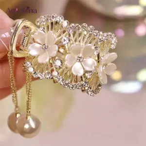 AqToCna Thời Trang Kim Cương Giả sel Ngọc Trai Vuốt Tóc Hoa Kẹp Tóc Nữ Barrettes Đuôi Ngựa Giá Đỡ Kẹp Tóc Phụ Kiện Tóc Quà Tặng AqToCna