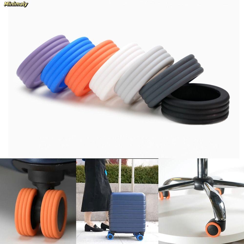 [COD] MINIMALY 4/8 Cái/bộ Bảo vệ bánh xe hành lý Silicone âm thanh im lặng Giảm ồn vali du lịch