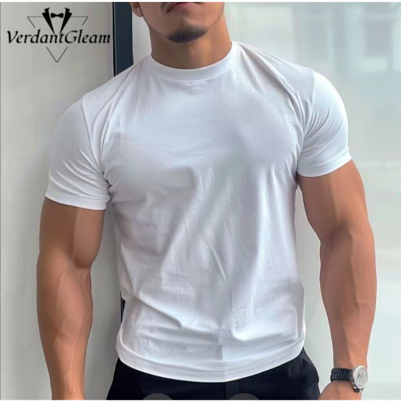 Áo thun nam cổ tròn co giãn, thoáng khí, phù hợp tập gym