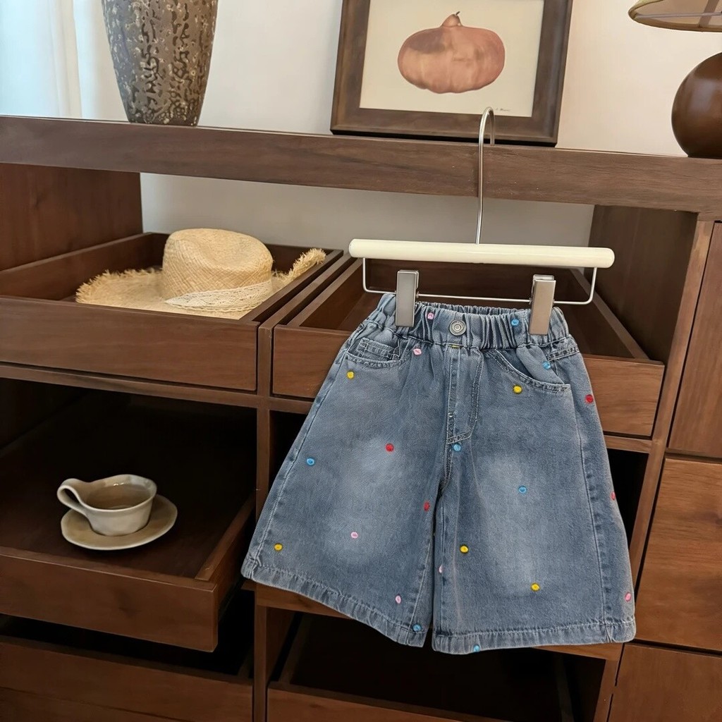 Bé Gái Hoạt Hình Mùa Hè kt Sọc Vest Sườn Xám Quần Jean Phù Hợp Với Thời Trang