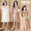 Trang phục bà bầu mùa hè dài vừa phải Phong cách mới Váy cỡ lớn dáng rộng
