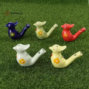 Còi chim nước bằng gốm vẽ màu có dây buộc, đồ chơi âm nhạc cho bé trong thời gian tắm và học tập sớm
