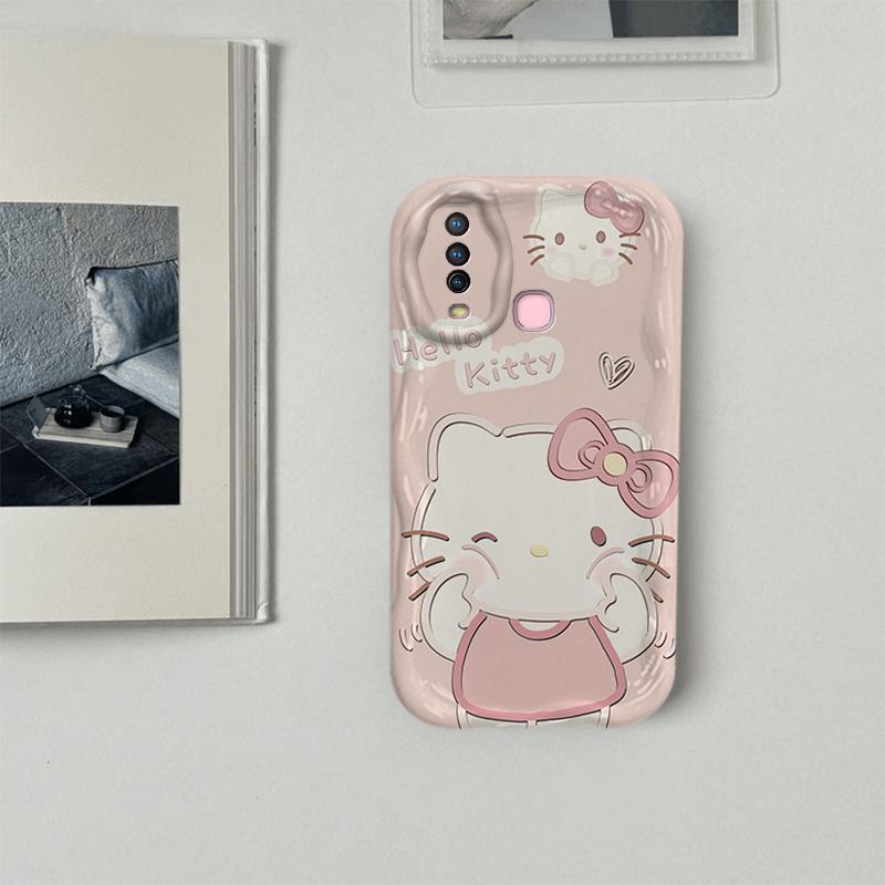 Vỏ Cho VIVO Y17 Y12 Y15 Y12i Y11 2019 Vỏ Kem Hoạt Hình Cặp Đôi Mèo Mềm TPU 3D Sóng Silicon Vỏ Điện Thoại