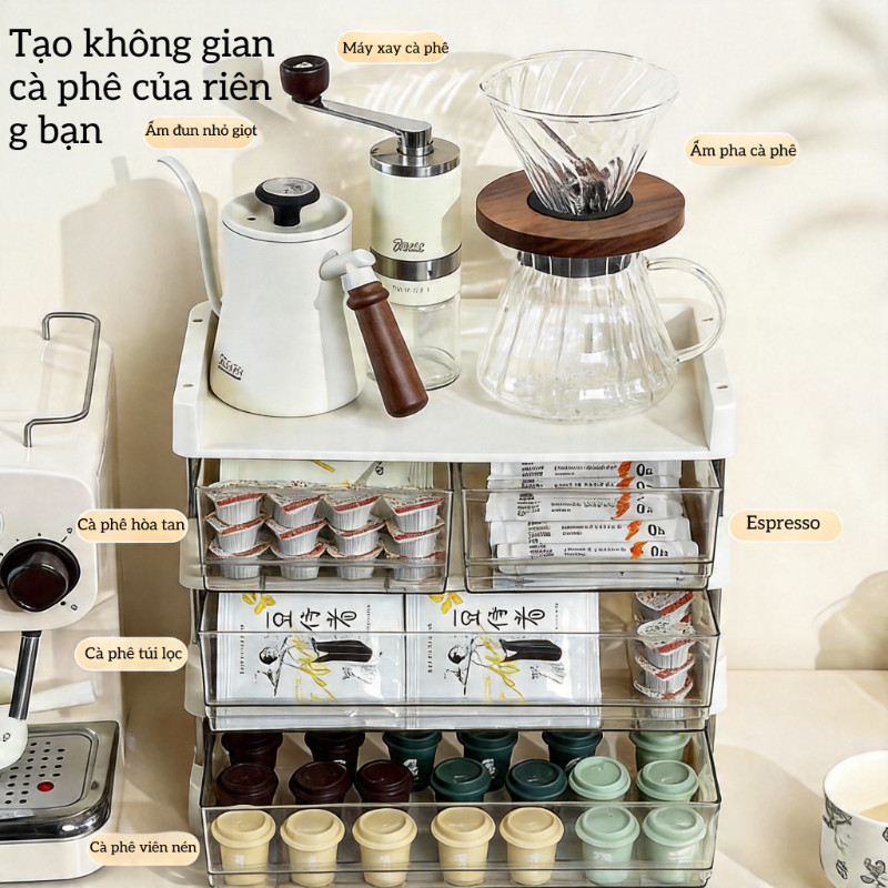 Kệ Đựng Đồ Đa Năng Nhiều Tầng Có Ngăn Kéo – Tối Giản, Dung Tích Lớn, Sắp Xếp Bàn Học & Đồ Chơi Phòng Trẻ Gọn Gàng