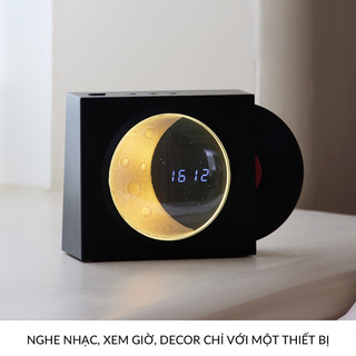 Loa Bluetooth Để Bàn Round X09 Đĩa Xoay Mặt Trăng Có Đồng Hồ Pin 1500mAh Thẻ TF