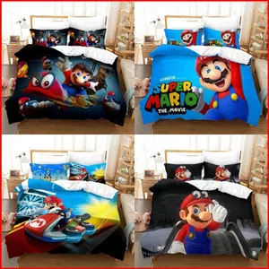 ST2 Super Mario 3in1 Bộ Chăn Ga Gối Chăn Ga Gối Nhà Phòng Ngủ Có Thể Giặt Thoải Mái Ký Túc Xá Phù Hợp Với TS2