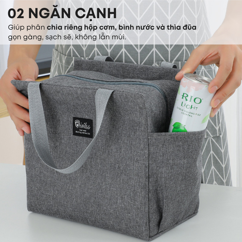 Túi Đựng Cơm Giữ Nhiệt Size Lớn 2 Ngăn Phụ Tiện Lợi – Túi Cơm Văn Phòng Chống Nước, Dung Tích Rộng Tiện Lợi | 378