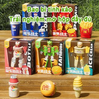 Biến Đổi Robot Đồ Chơi Burger Fries ABS Quà Tặng Giáo Dục Trẻ Em Nhập Vai Chơi Hộp Sinh Nhật