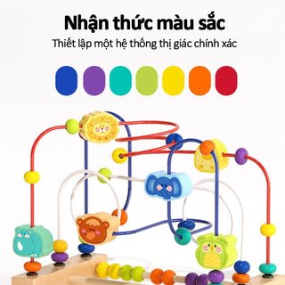 Đồ chơi viền hạt bằng gỗ Động vật Trái cây Montessori Giáo dục Ban bận rộn Tập đi Động cơ mịn