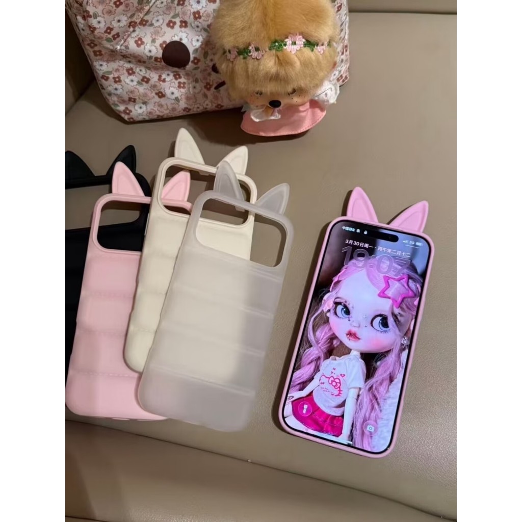 Phim hoạt hình Chất liệu dễ thương Fox Ears iphone17pro max Apple 16 Thích hợp cho Ốp điện thoại 15pro max
