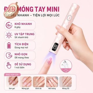 Đèn móng tay cầm tay Mini UV LED Gel Máy sấy có thể sạc lại Nhanh Cure Salon Dụng cụ làm móng tay tại nhà