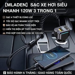 Bộ sạc ô tô Cáp có thể thu vào 3 trong 1 Sạc nhanh PD30W USB Type C Màn hình điện áp LED