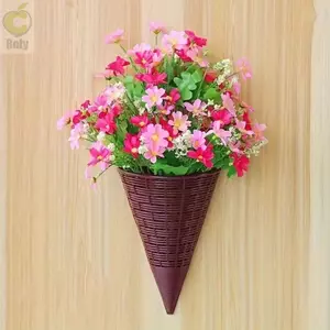 Hộp đựng hoa ROLY, Giỏ hoa treo hoa họa tiết quạt bền bỉ, Trang trí nhà cửa Nghệ thuật nhựa mây treo tường