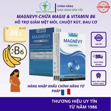 Viên Uống Magie - MAGNEVY - 30 Viên nhập khẩu Pháp - Bổ sung Magie và vitamin B6 cho cơ thể giúp giảm mệt mỏi.