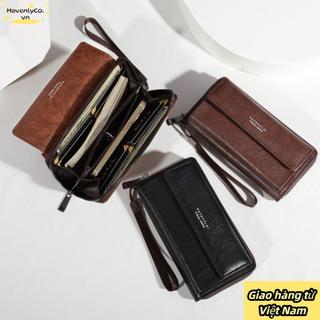 Túi ly hợp HAVENLYCO, Ví dài có dây kéo hai lớp, Túi đựng điện thoại PU dung lượng lớn thời trang dành cho sinh viên