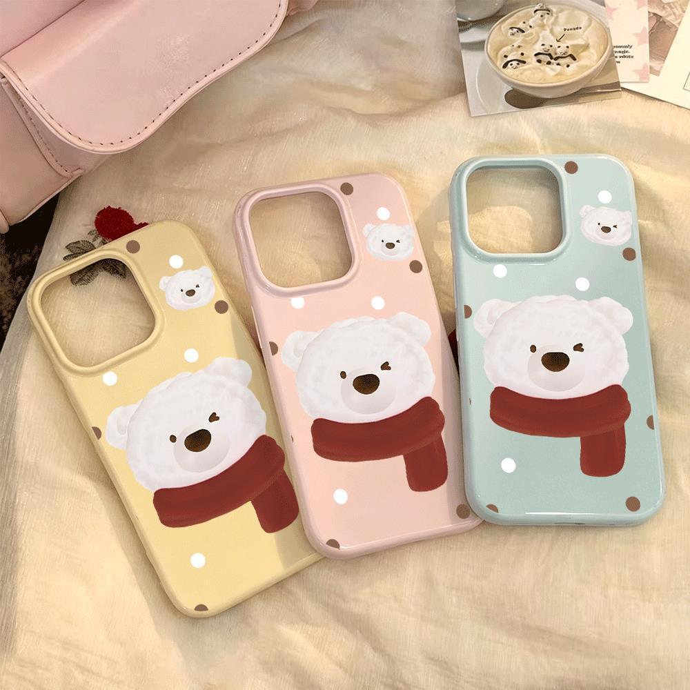 Red Scarf Flock Cub cho trường hợp iPhone 17pro iPhone 16/15/14pro Jelly Case