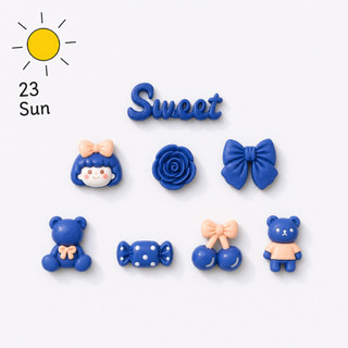 [CHARM ĐỘC QUYỀN] Cobalt Sweet Bunny Charm Set Xanh Dương Gấu Thỏ Cherry Nơ Hoa Phong Cách Hàn Quốc Gắn Dép Crocs