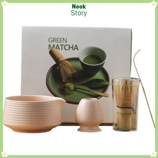 [Còn hàng] NOOKSTORY 4 chiếc Máy đánh trứng Matcha Nhật Bản, Bộ trà Matcha tái sử dụng bằng gốm tre, Dụng cụ làm trà xanh truyền thống